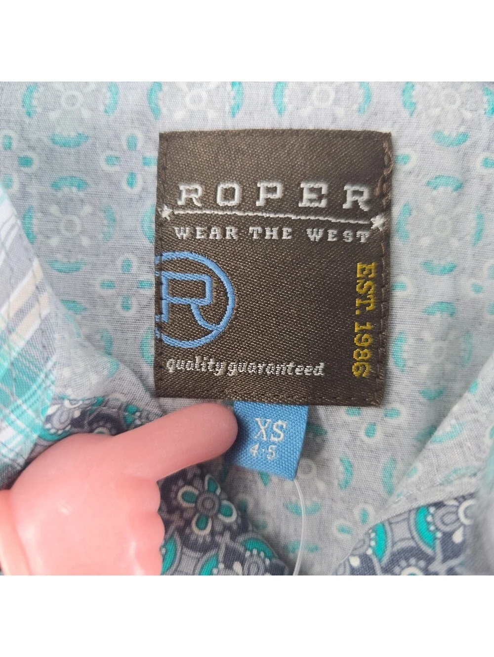 Roper Boys XS 4/5 Blue Foulard Pearl Snap Western Cowboy Shirt NWT